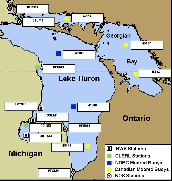 Mesomap of nearby weather buoys